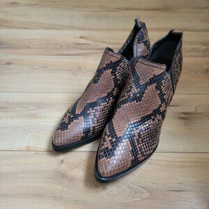 Marc Fisher Dalaran Western Snakeskin Bootie Brown/Black Sz 5.5M